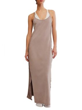 FP Movement Free People Hot Shot Surf Dress Hickory Tan Maxi Racerback NWT Large
